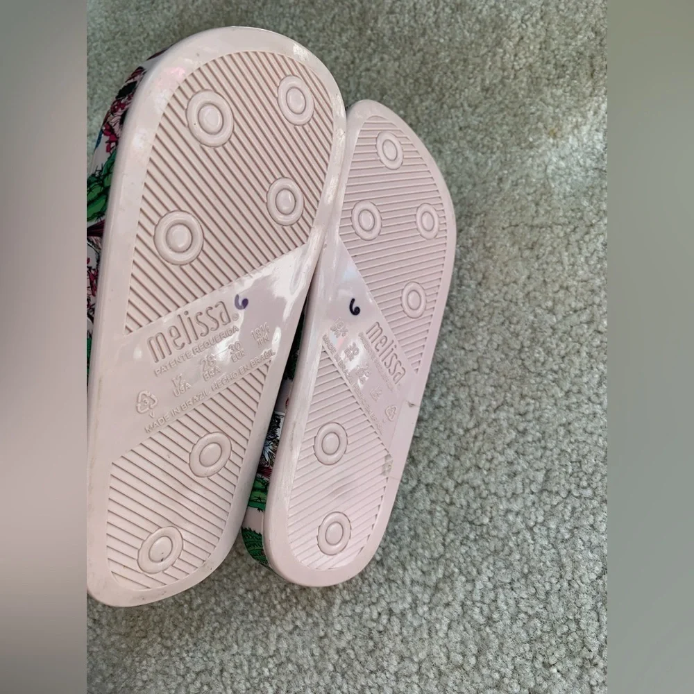 Mini Melissa Little Kid Size 12 Llama Print Slides Sandals